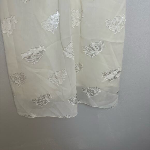 Vintage Cachet By Bari Protas Cream Sheer Floral Embroidered Midi Dress XS - Picture 9 of 16